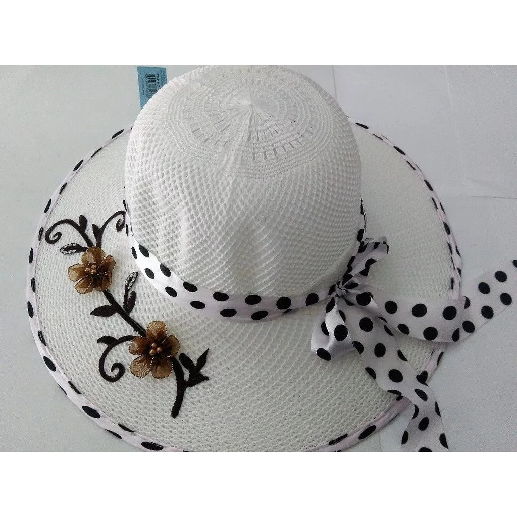 Chapéu Praia Feminino Floppy Aba Laço Piscina Verão flor com borda
