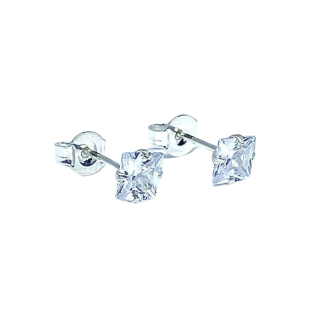 Brinco Ponto de Luz - Prata 925 com Zircônia Quadrada