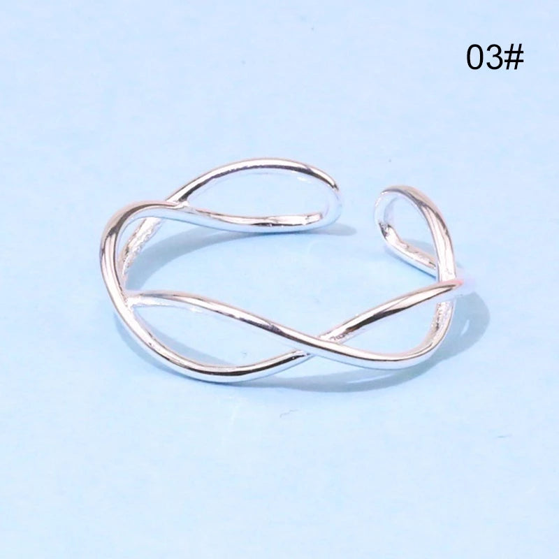 Anillo ajustable para mujer de plata pura 925 auténtica, varios modelos originales, moda femenina 8