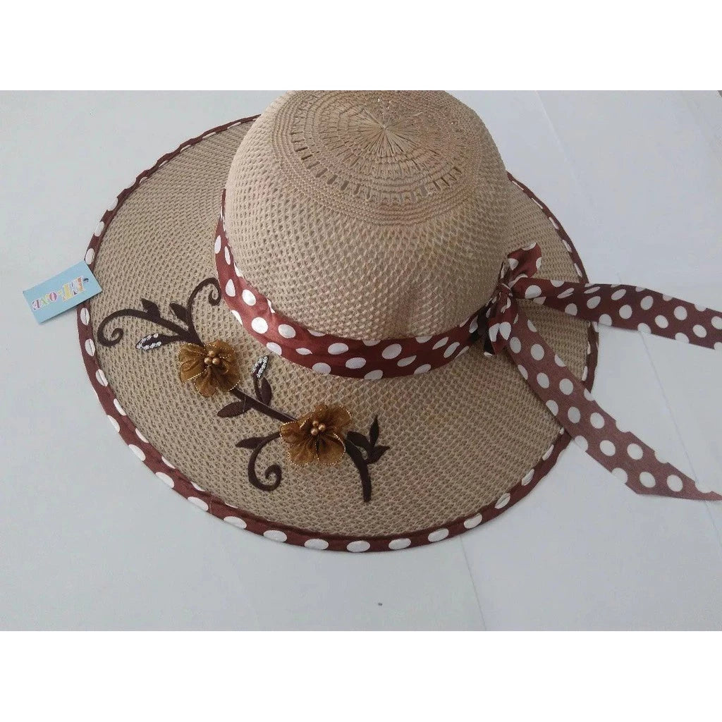 Chapéu Praia Feminino Floppy Aba Laço Piscina Verão flor com borda