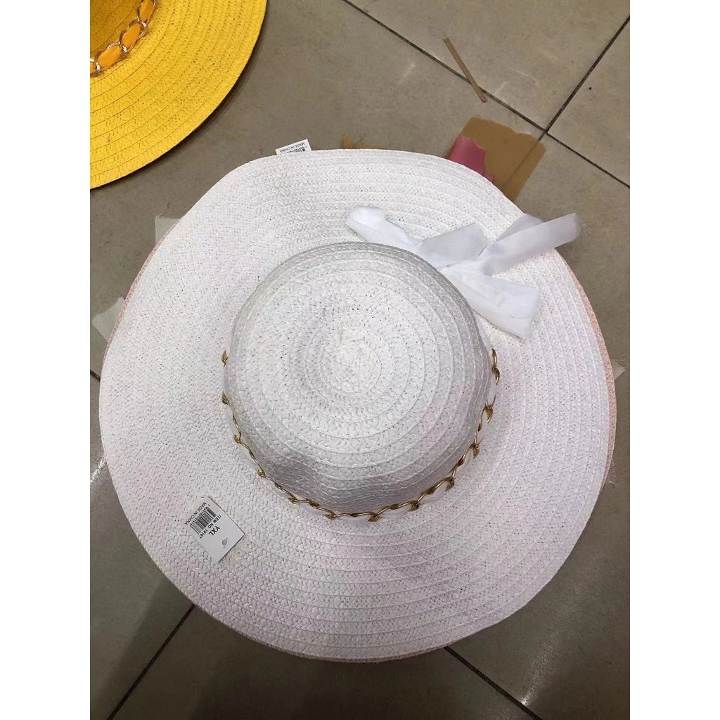 Sombrero casual o de playa con hermoso detalle de bufanda de voile / sombrero liso Sombrero de playa personalizable