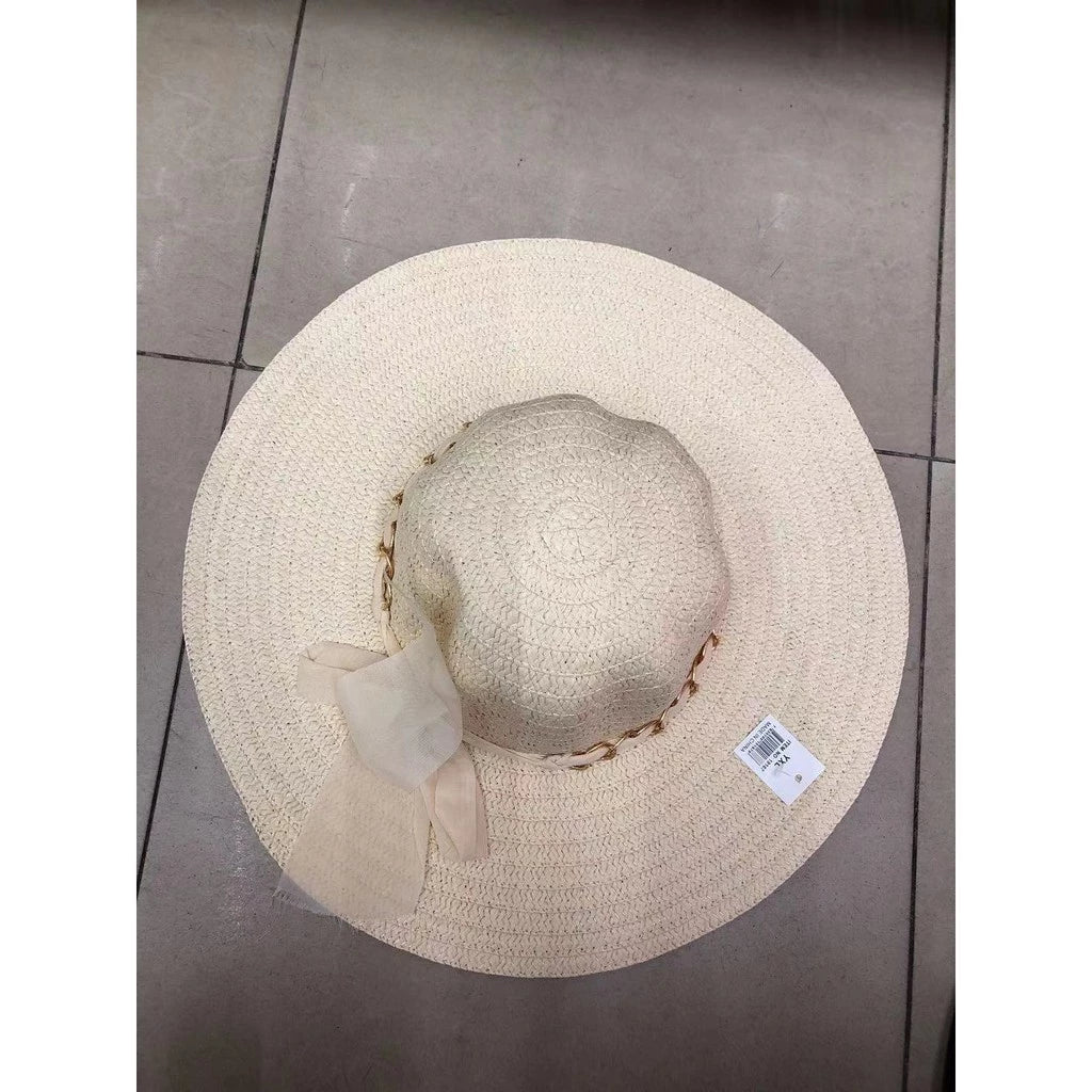 Sombrero casual o de playa con hermoso detalle de bufanda de voile / sombrero liso Sombrero de playa personalizable