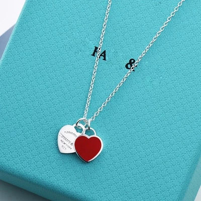 Colar Love Essence - Coração Duplo Azul em Prata 925