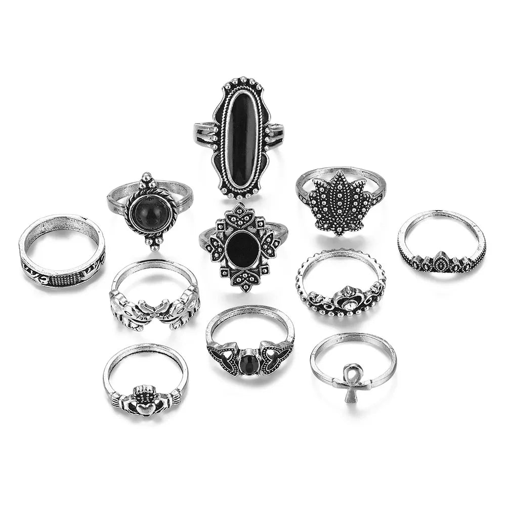 BohoQueen™ - Conjunto de Anéis Vintage em Prata