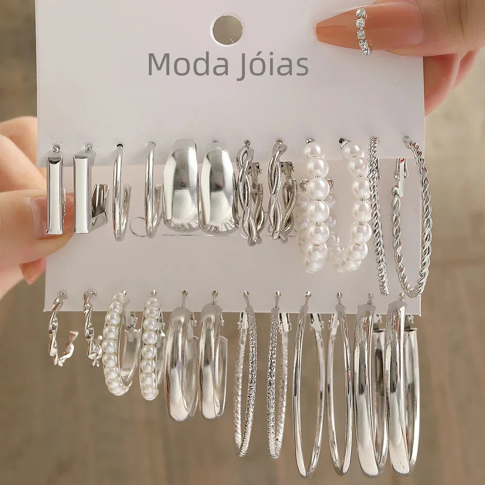 VintagePearl™ - Conjunto de Brincos de Pérola e Argola