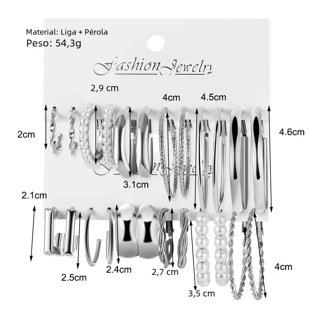 VintagePearl™ - Conjunto de Brincos de Pérola e Argola