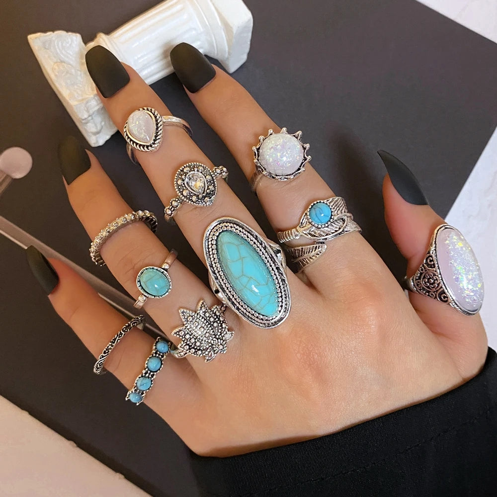 BohoQueen™ - Conjunto de Anéis Vintage em Prata