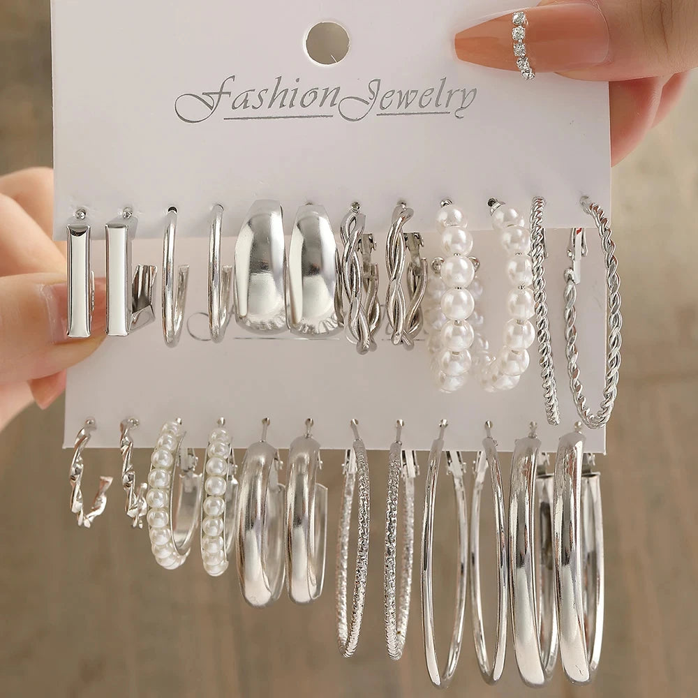 VintagePearl™ - Conjunto de Brincos de Pérola e Argola