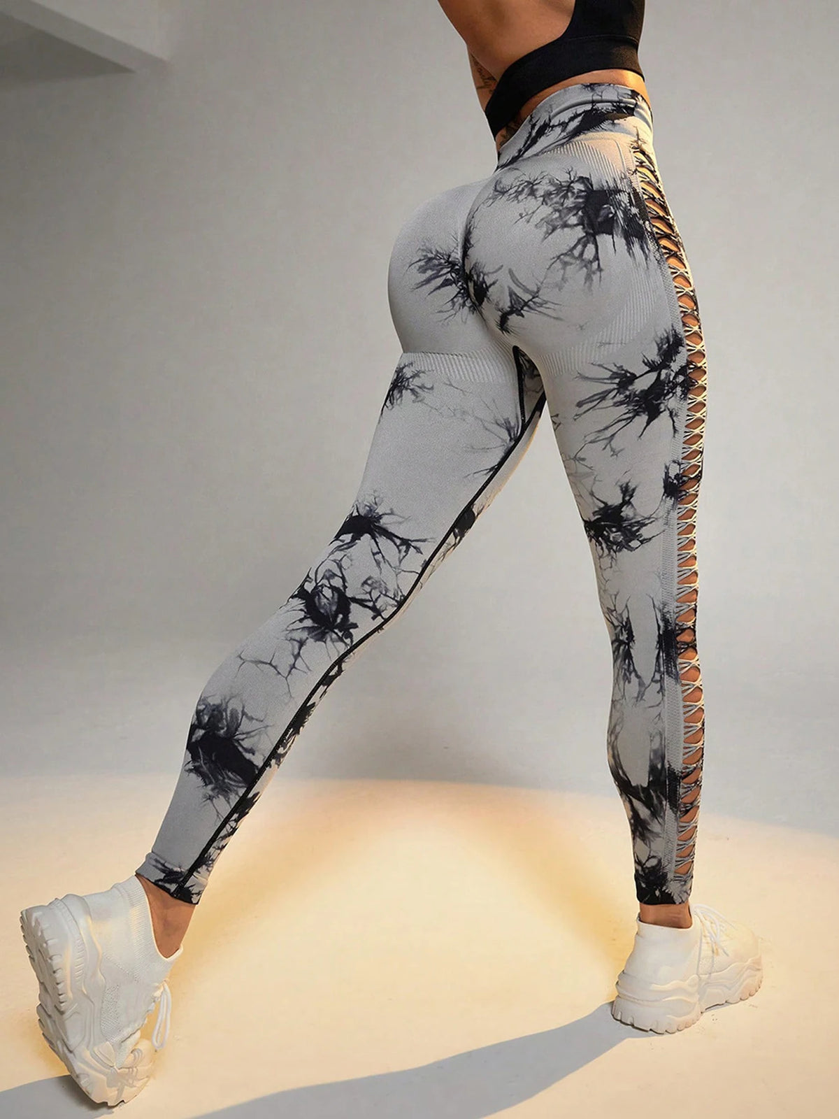 GlowFit™ - Legging Tie-Dye com Recortes Laterais