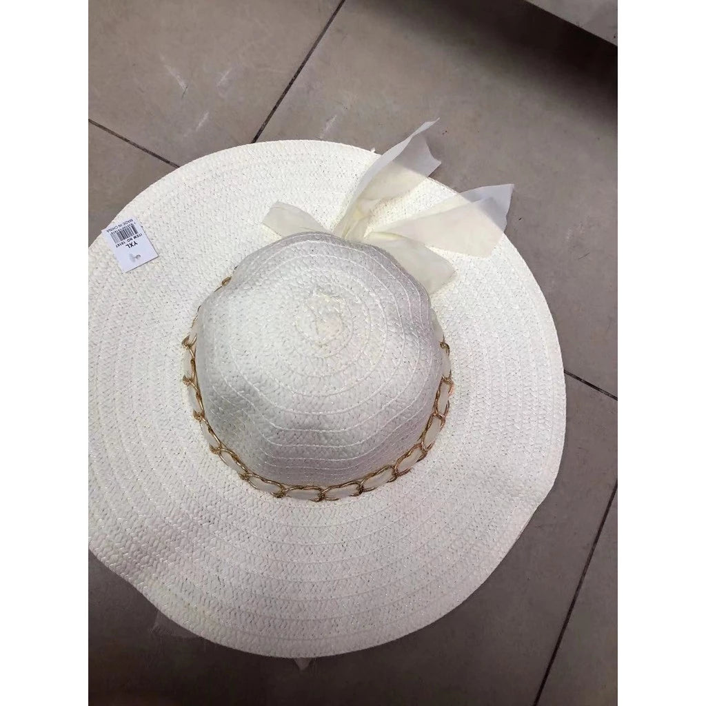Sombrero casual o de playa con hermoso detalle de bufanda de voile / sombrero liso Sombrero de playa personalizable