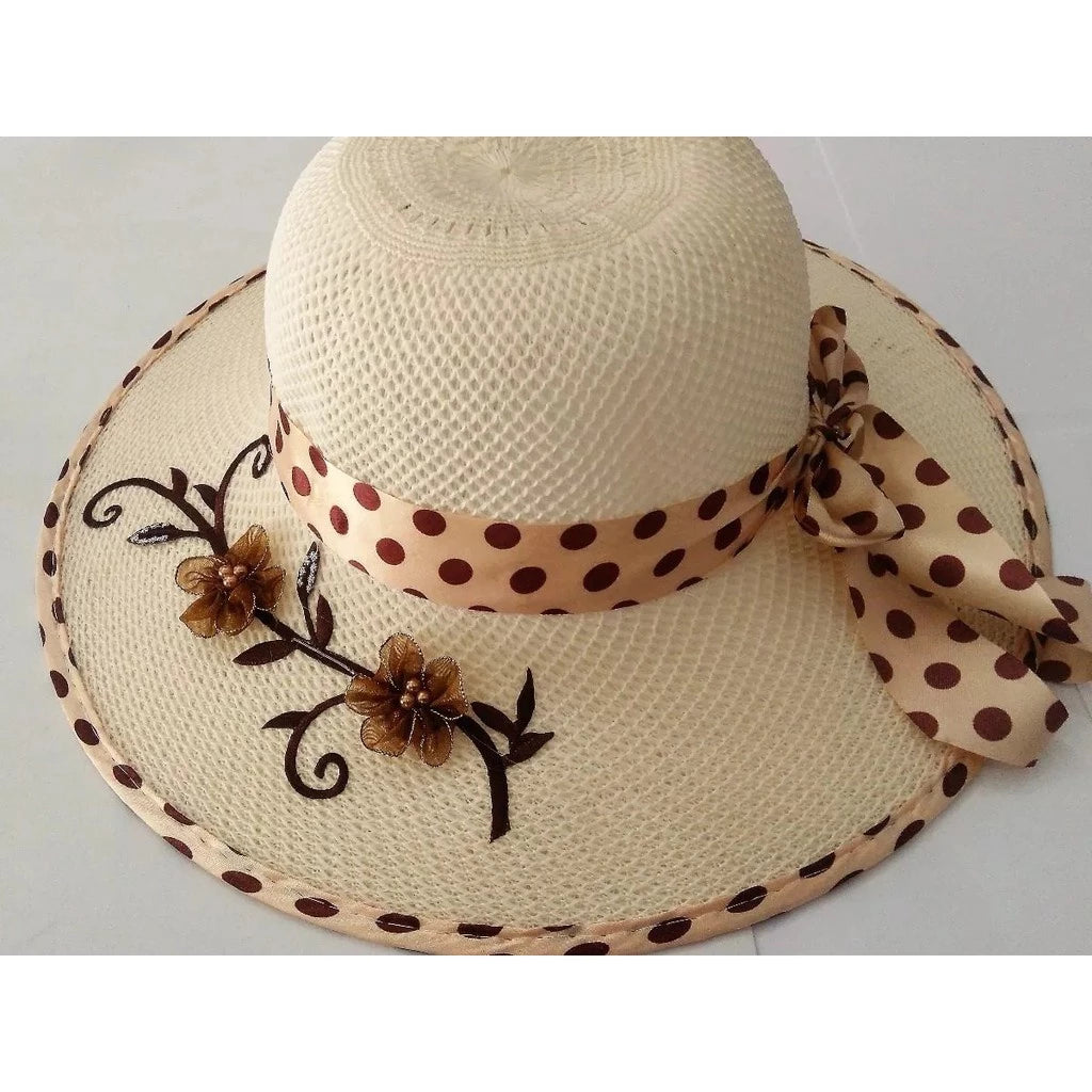 Chapéu Praia Feminino Floppy Aba Laço Piscina Verão flor com borda