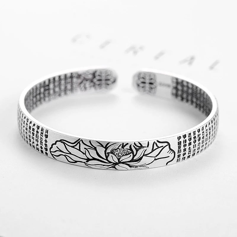 Pulseira SilverZen - Prata 925 Ajustável com Escrituras Budistas