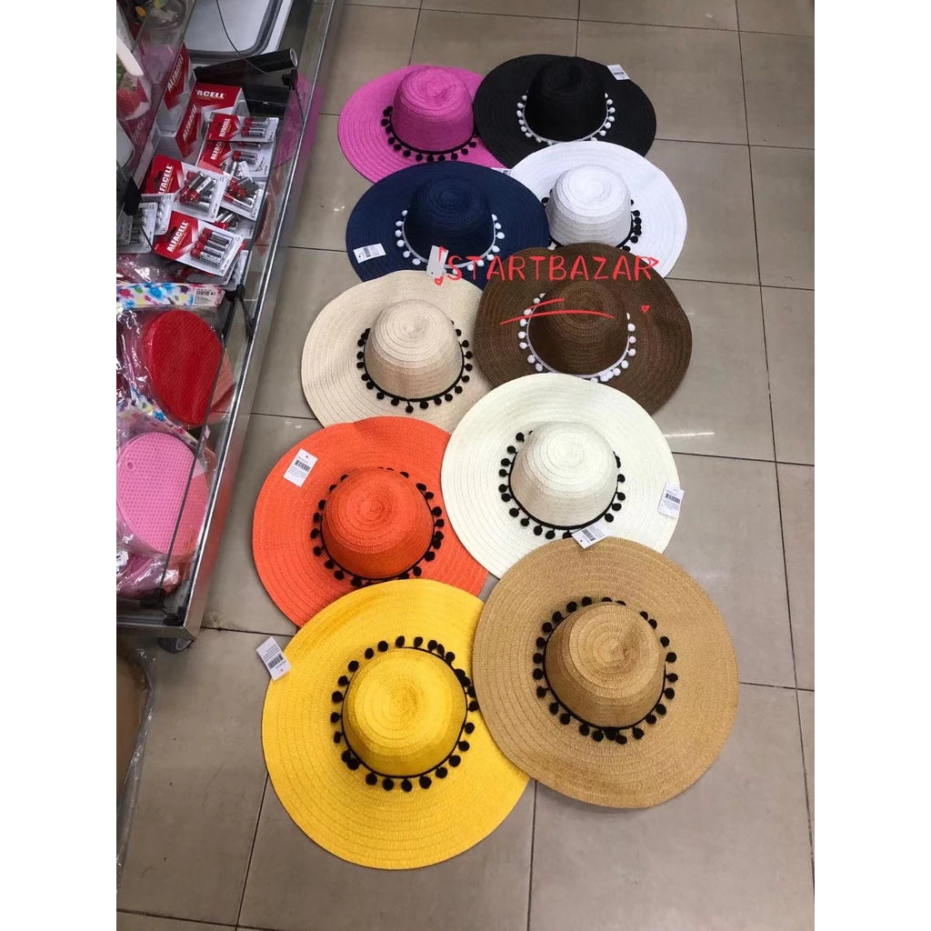 Sombrero casual o de playa con hermoso detalle de bufanda de voile / sombrero liso Sombrero de playa personalizable