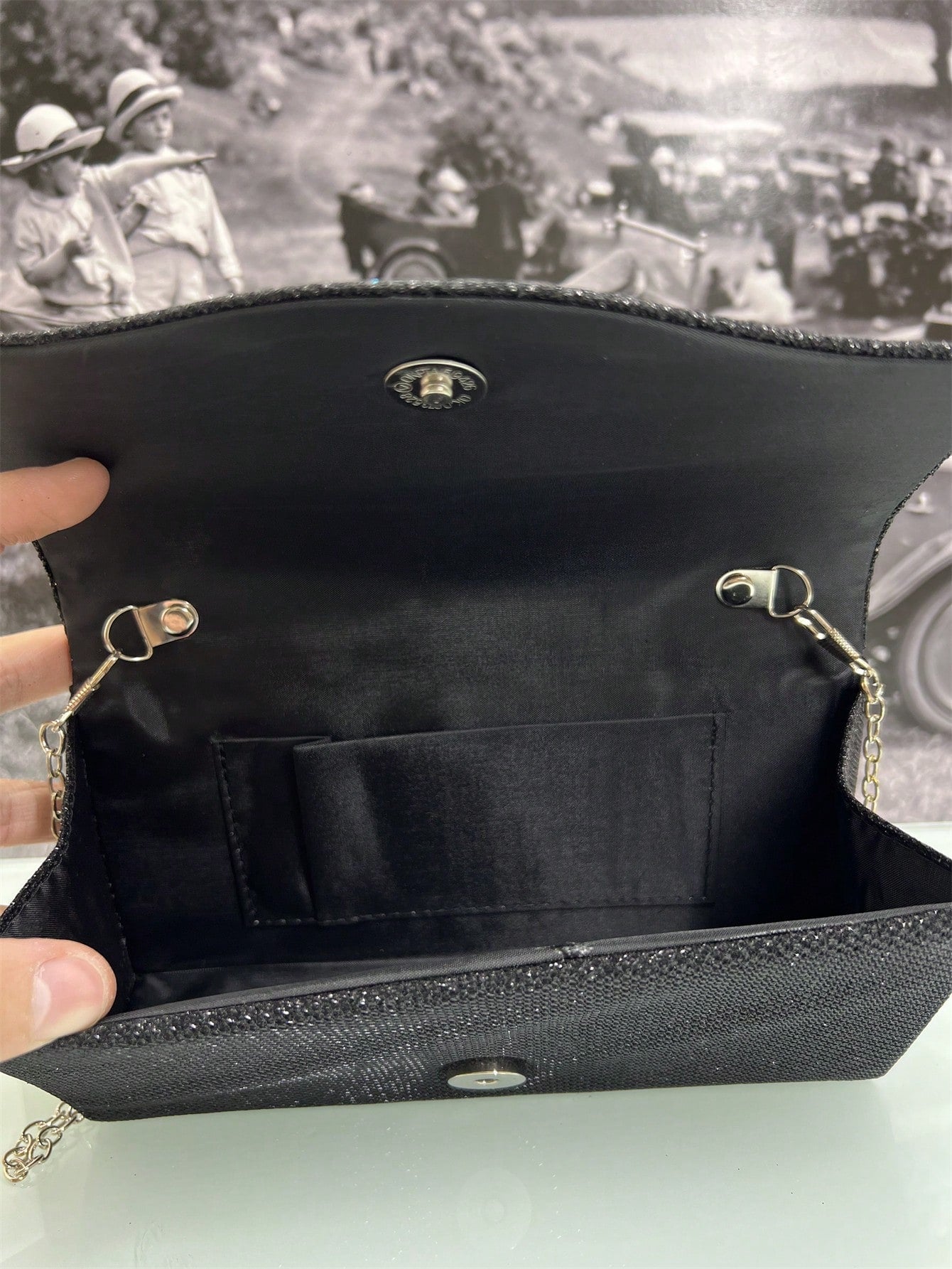 Baila Morena | Clutch de Festa com Glitter e Alça de Corrente - Luna Fashion Style -