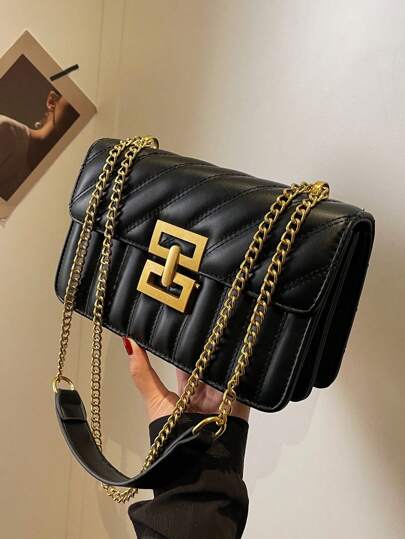 Bolsa de Ombro Elegante com Detalhes em Metal - Luna Fashion Style -