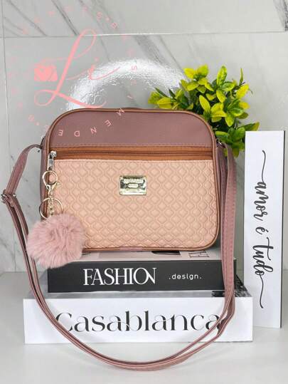 Bolsa Transversal com Alça e Chaveiro Pompom - Luna Fashion Style -