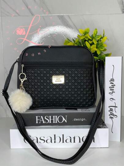 Bolsa Transversal com Alça e Chaveiro Pompom - Luna Fashion Style -