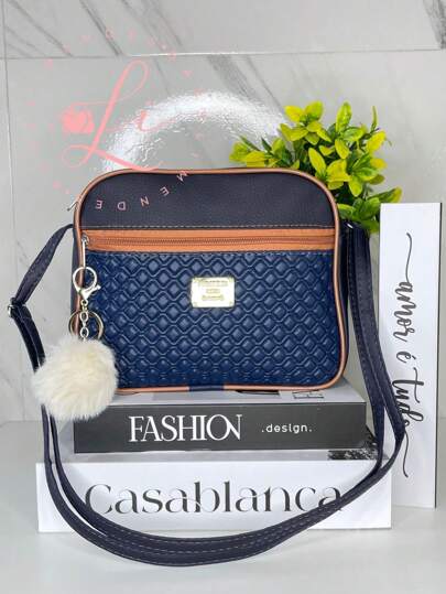 Bolsa Transversal com Alça e Chaveiro Pompom - Luna Fashion Style -