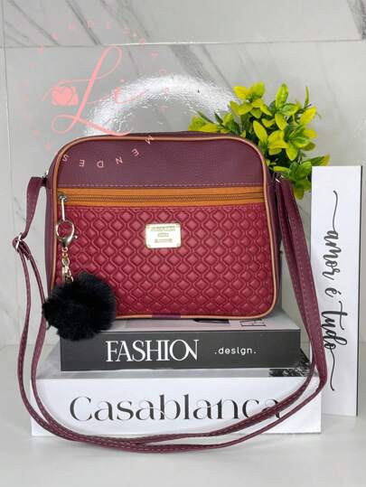 Bolsa Transversal com Alça e Chaveiro Pompom - Luna Fashion Style -