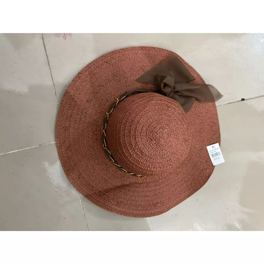 Sombrero casual o de playa con hermoso detalle de bufanda de voile / sombrero liso Sombrero de playa personalizable