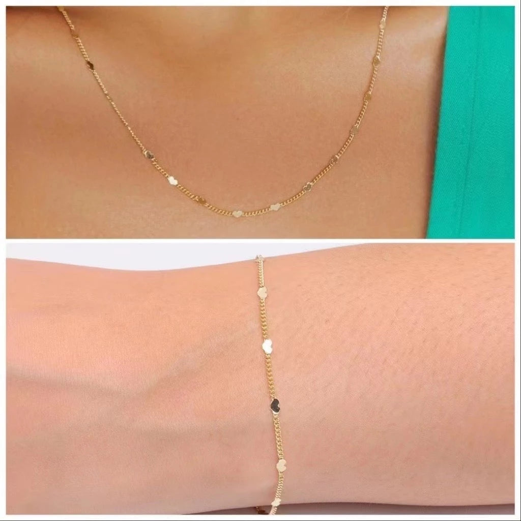 Kit Elegancia - Collar y Pulsera Corazón Bañados en Oro de 18K y Plata 925