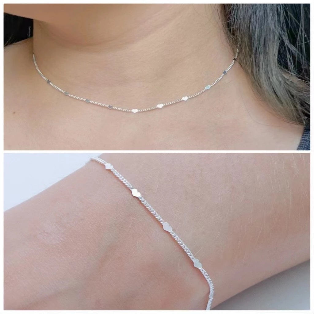 Kit Elegance - Colar e Pulseira Coração Folheados a Ouro 18K e Prata 925