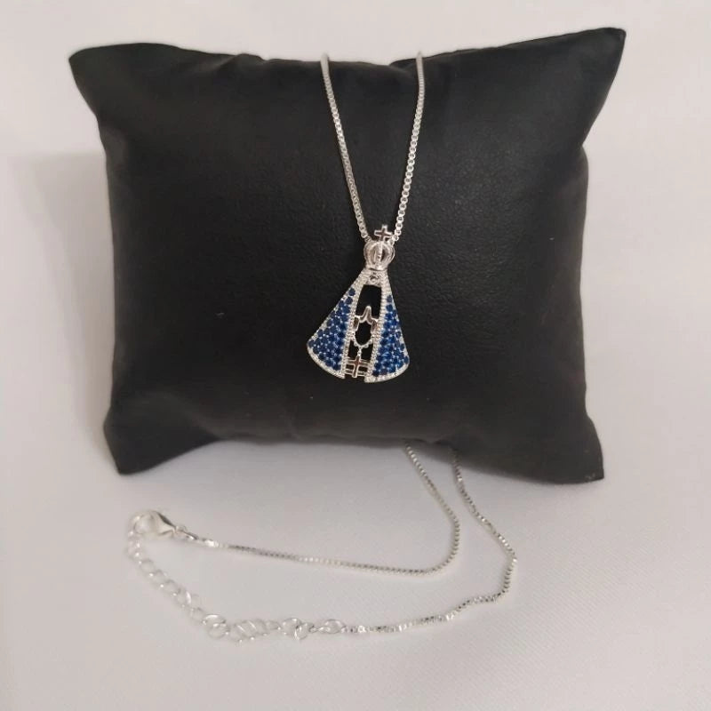 Colar Nossa Senhora Aparecida - Folheado a Prata 925 e Ouro 18K