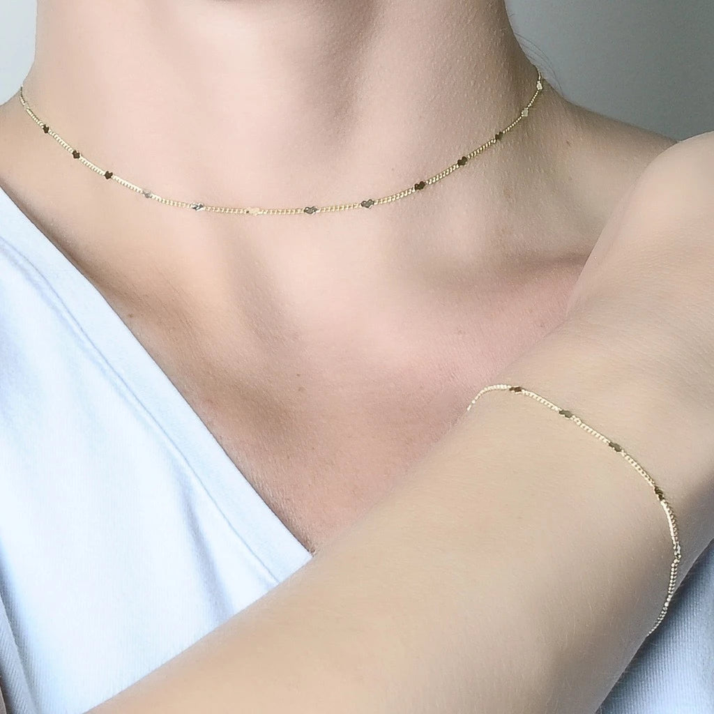 Kit Elegance - Colar e Pulseira Coração Folheados a Ouro 18K e Prata 925