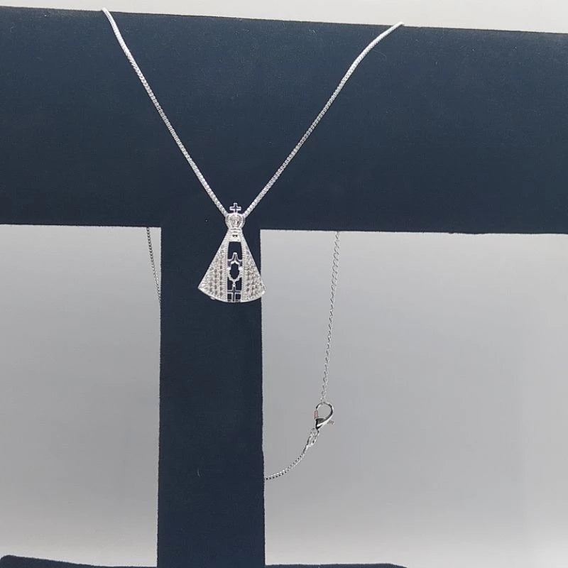 Colar Nossa Senhora Aparecida - Folheado a Prata 925 e Ouro 18K