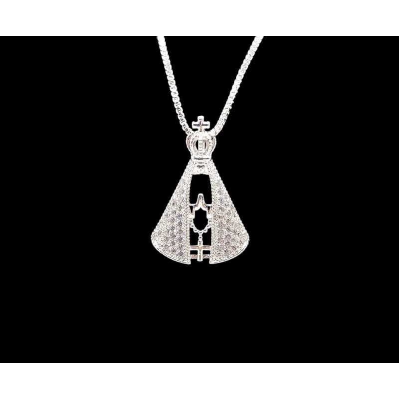 Colar Nossa Senhora Aparecida - Folheado a Prata 925 e Ouro 18K