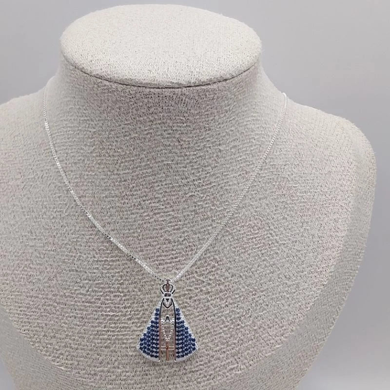 Colar Nossa Senhora Aparecida - Folheado a Prata 925 e Ouro 18K