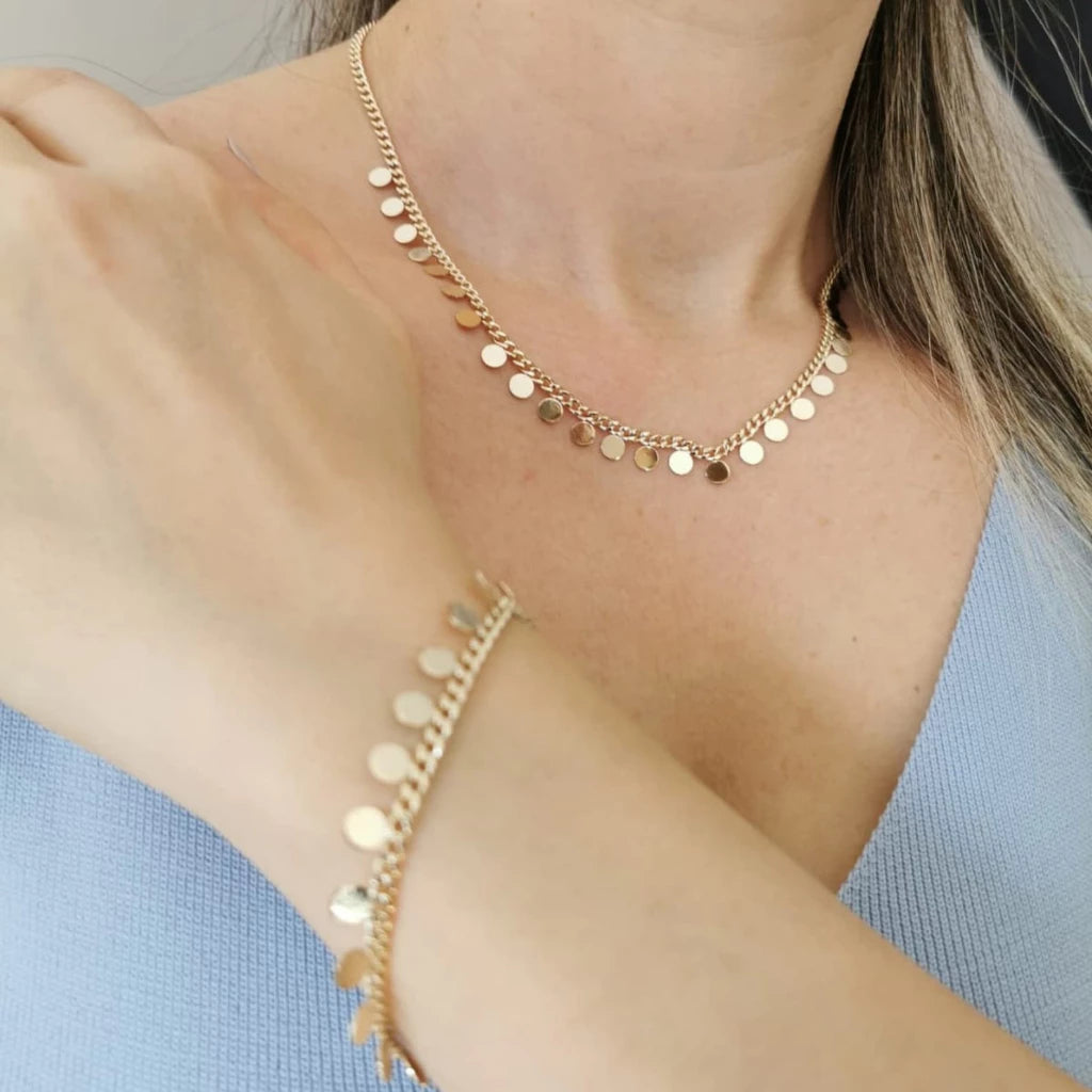 Grumet Kit - Choker Necklace and Bracelet Plated in 18K Gold and 925 Silver