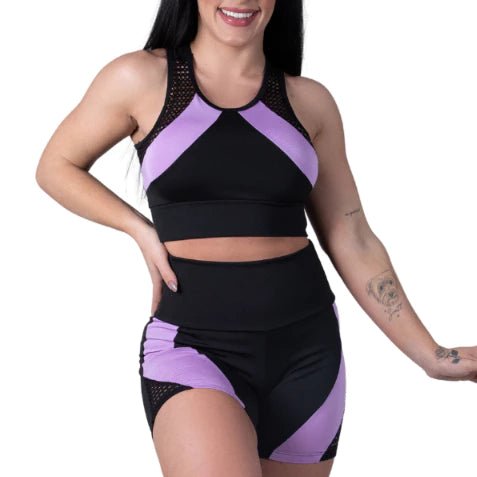 Conjunto de fitness de alta compresión para mujer: pantalones cortos y top