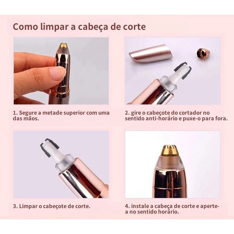 Caneta Depiladora Sobrancelha Elétrico Recarregável USB Bivolt (Cores Sortidas)