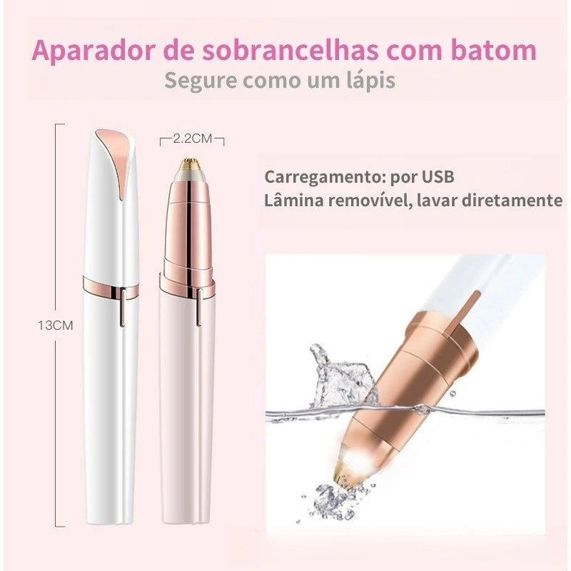 Caneta Depiladora Sobrancelha Elétrico Recarregável USB Bivolt (Cores Sortidas)