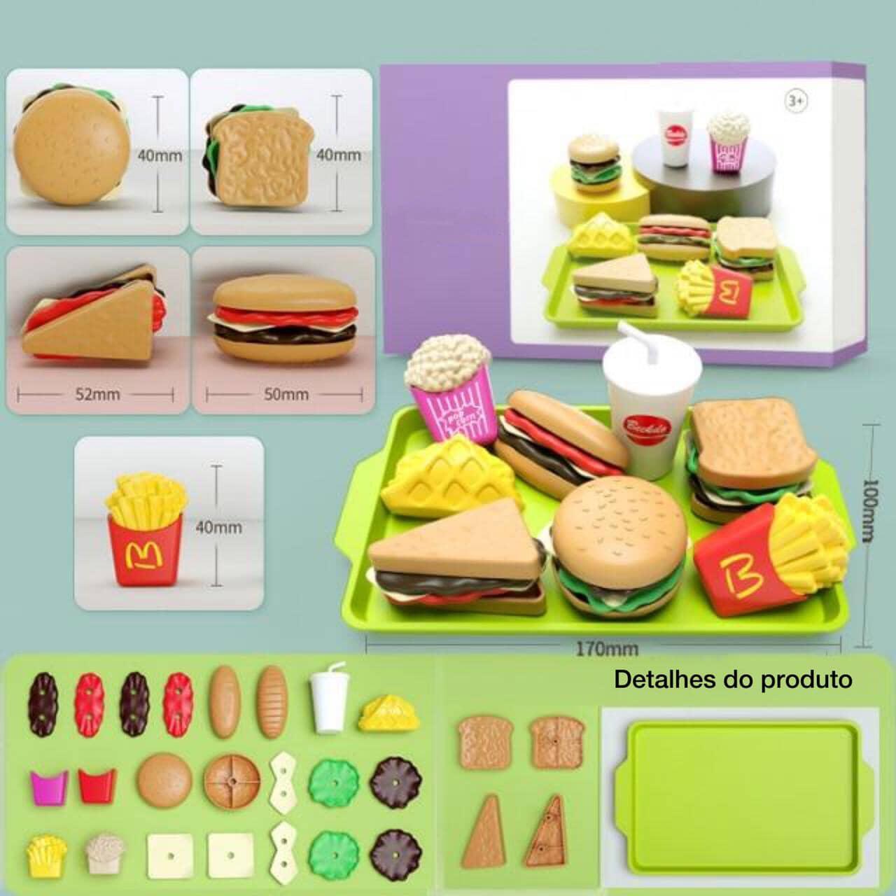 Brinquedo de Comidinhas Divertidas | Varias Peças - Luna Fashion Style - brinquedo