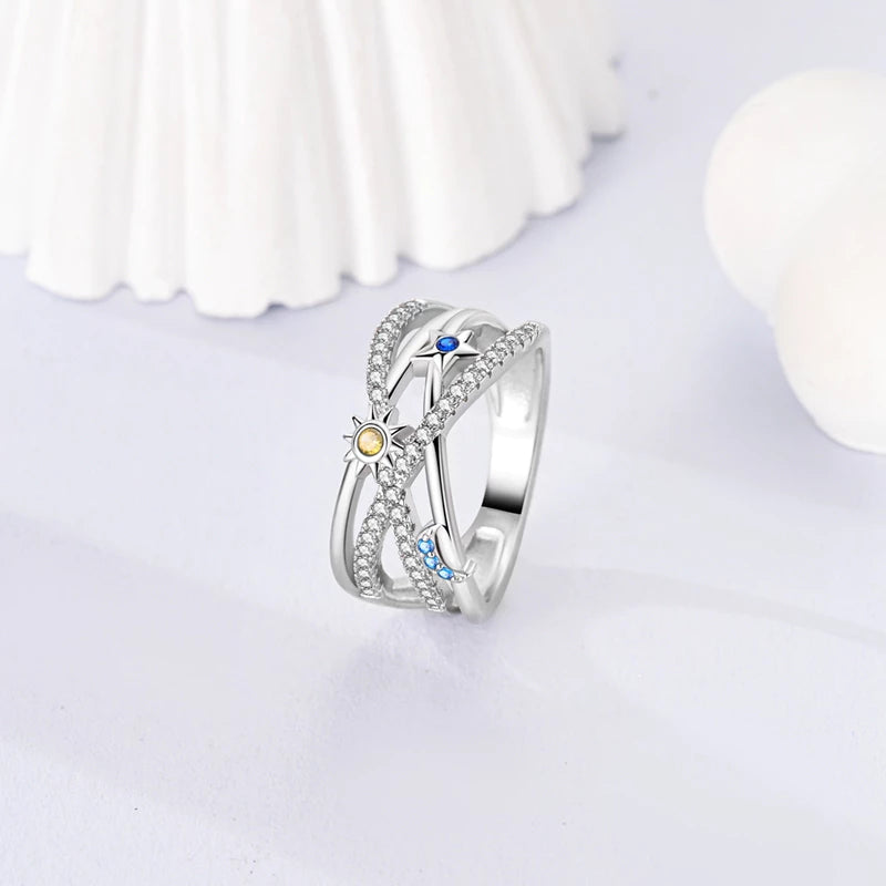 Anillo Arcoíris Elegancia - Plata 925 con Circonita en Forma de Gota de Agua