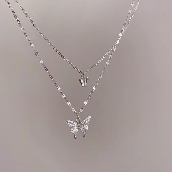 Elegance Butterfly - Colar Borboleta Brilhante em Prata