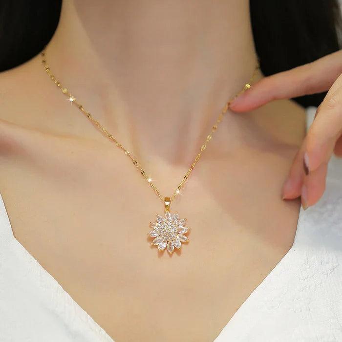 Colar Girassol Com Zircônias - Luna Fashion Style -