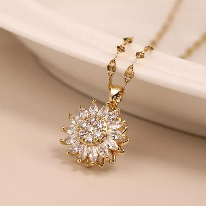 Colar Girassol Com Zircônias - Luna Fashion Style -