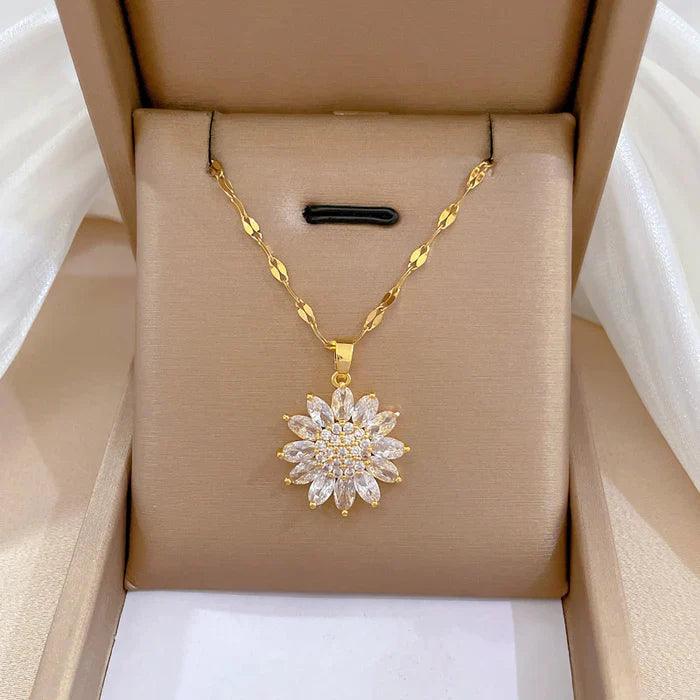 Colar Girassol Com Zircônias - Luna Fashion Style -