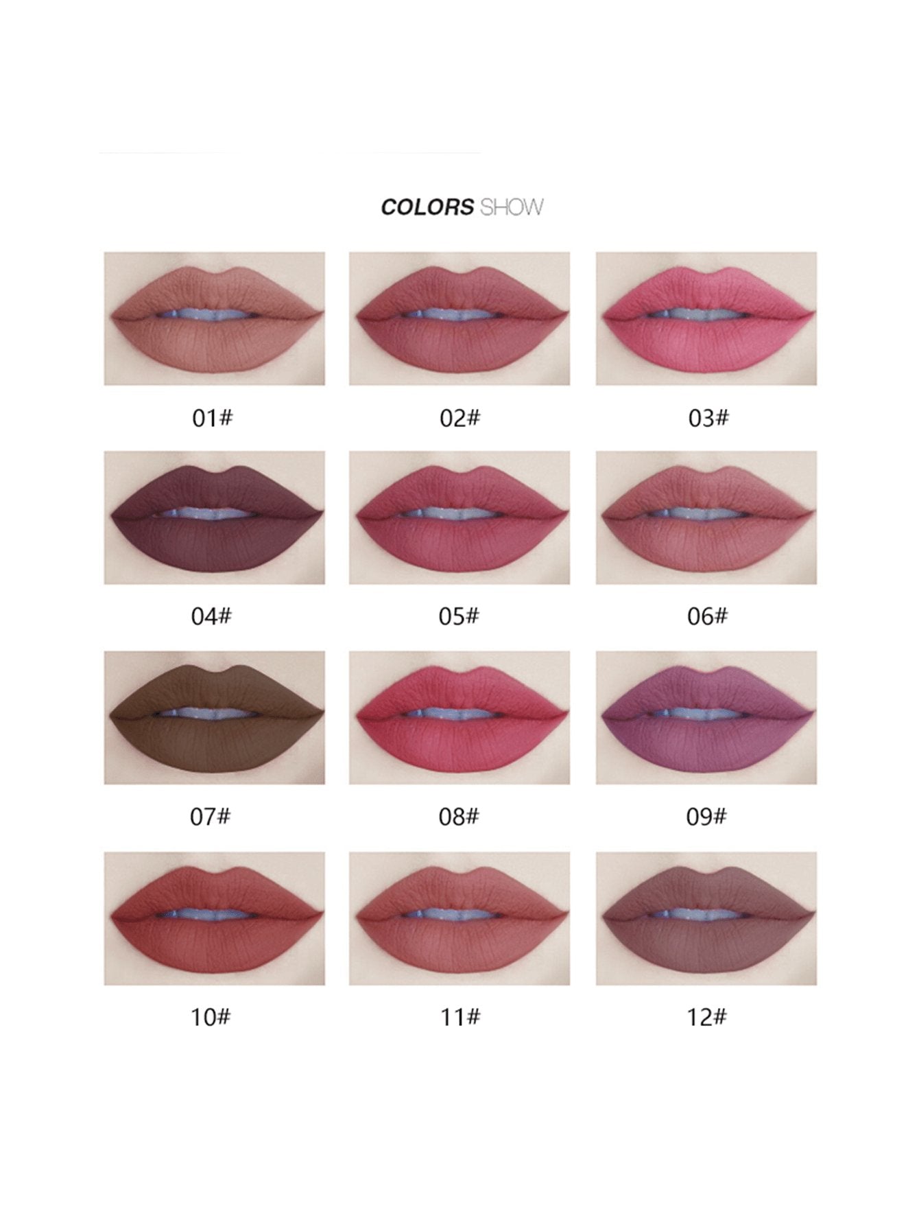 Conjunto de 12 Lápis de Contorno Labial Mate - Luna Fashion Style -