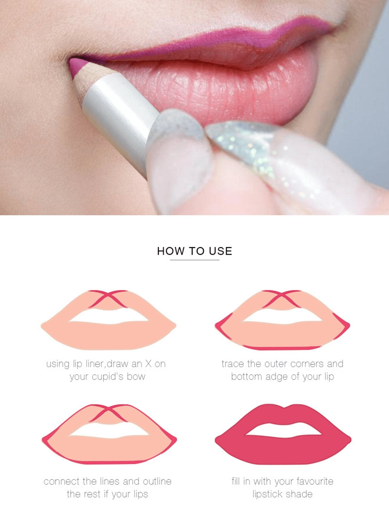 Conjunto de 12 Lápis de Contorno Labial Mate - Luna Fashion Style -