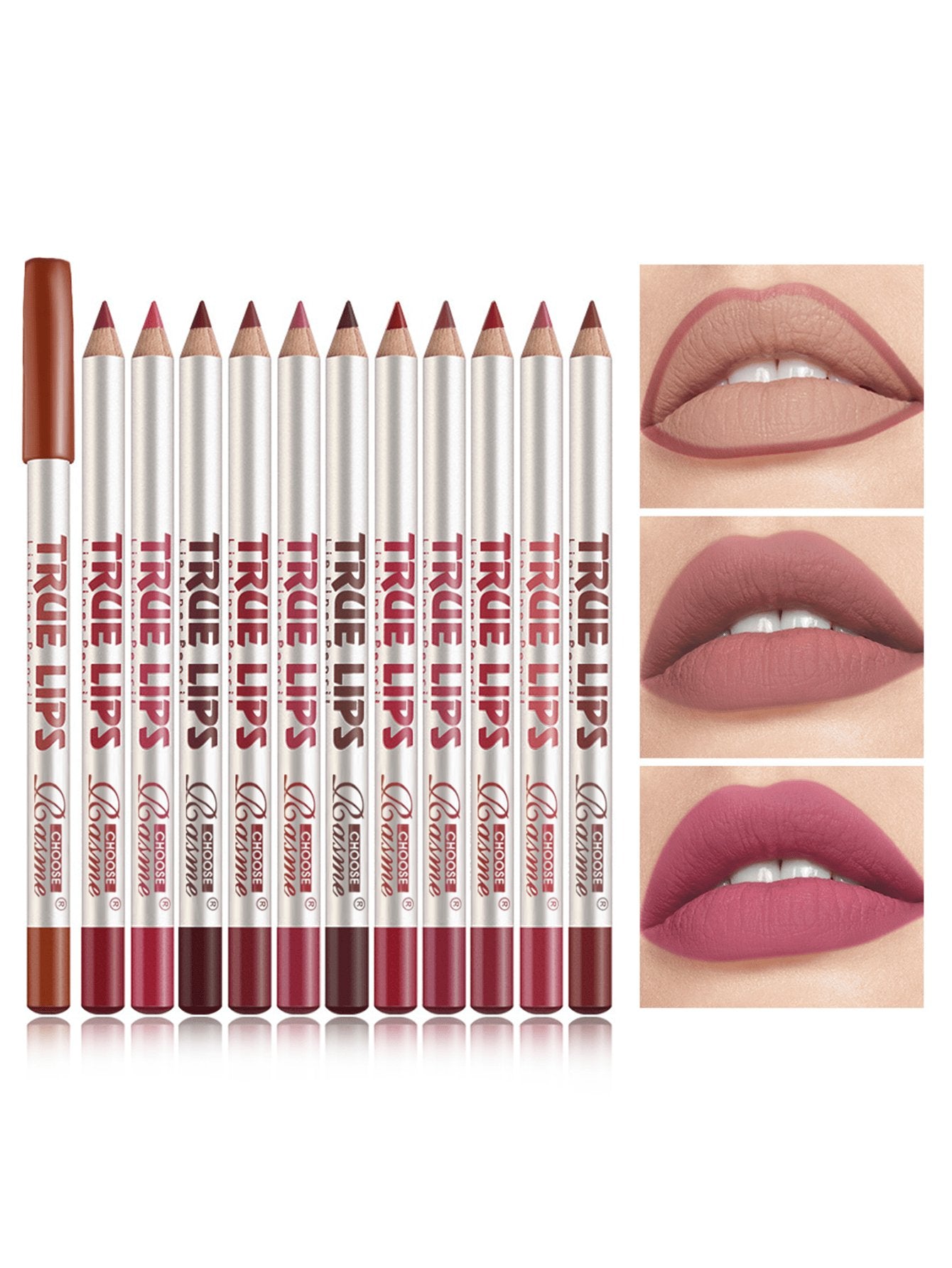 Conjunto de 12 Lápis de Contorno Labial Mate - Luna Fashion Style -