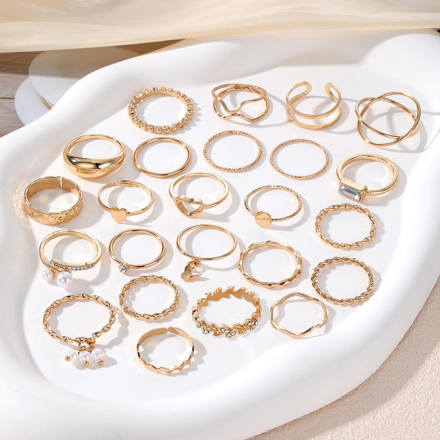Conjunto de 24 Anéis Femininos Estilosos - Luna Fashion Style -