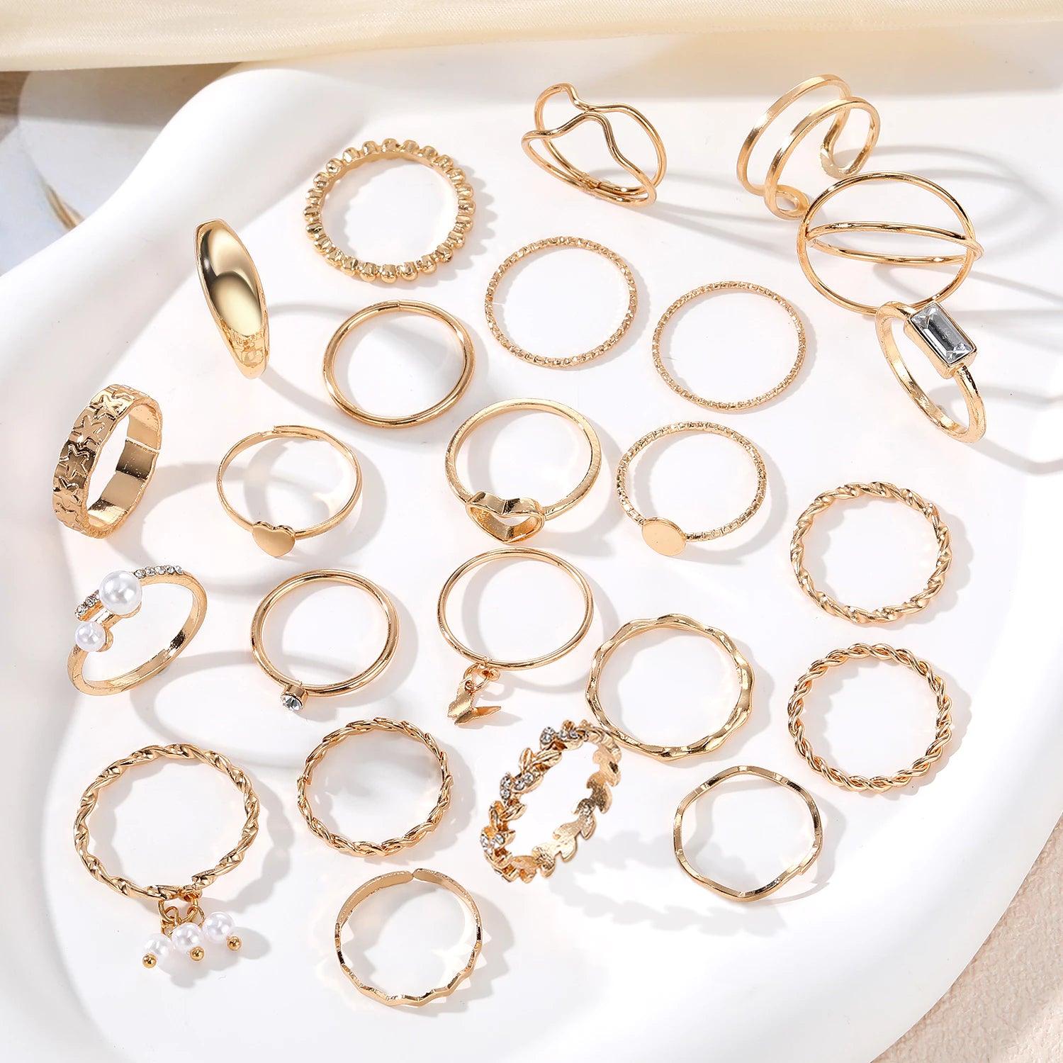 Conjunto de 24 Anéis Femininos Estilosos - Luna Fashion Style -