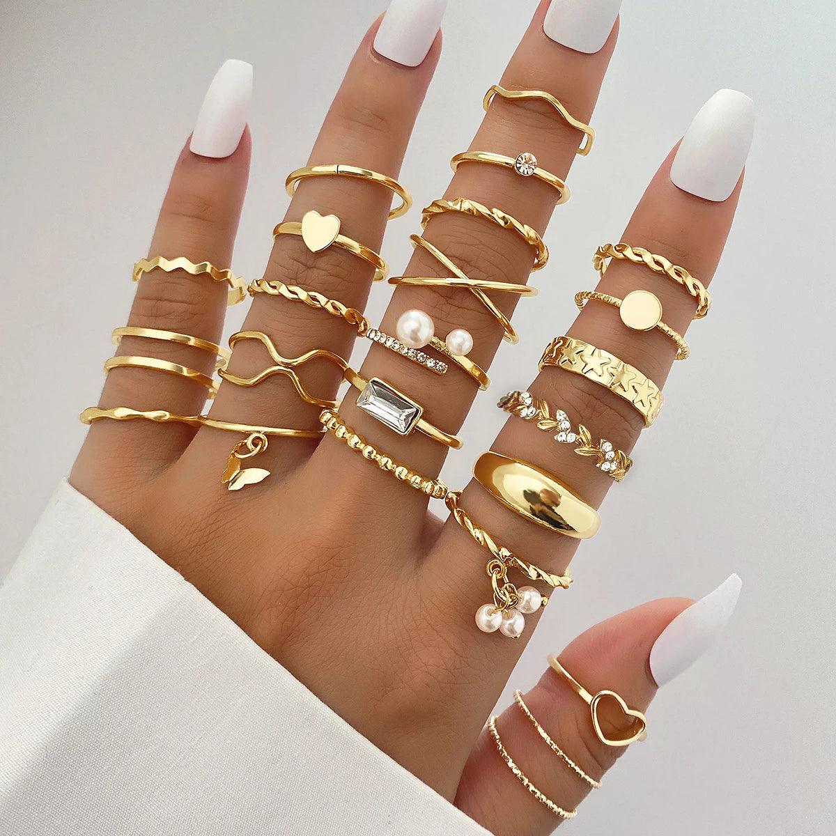 Conjunto de 24 Anéis Femininos Estilosos - Luna Fashion Style -