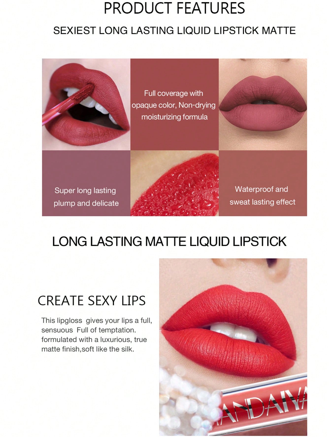 Conjunto de 6 Batons Líquidos Matte | à Prova D’Água - Luna Fashion Style -