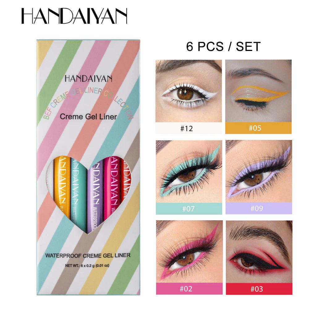 Conjunto de 6 Delineadores Gel | À Prova D'água - Luna Fashion Style -