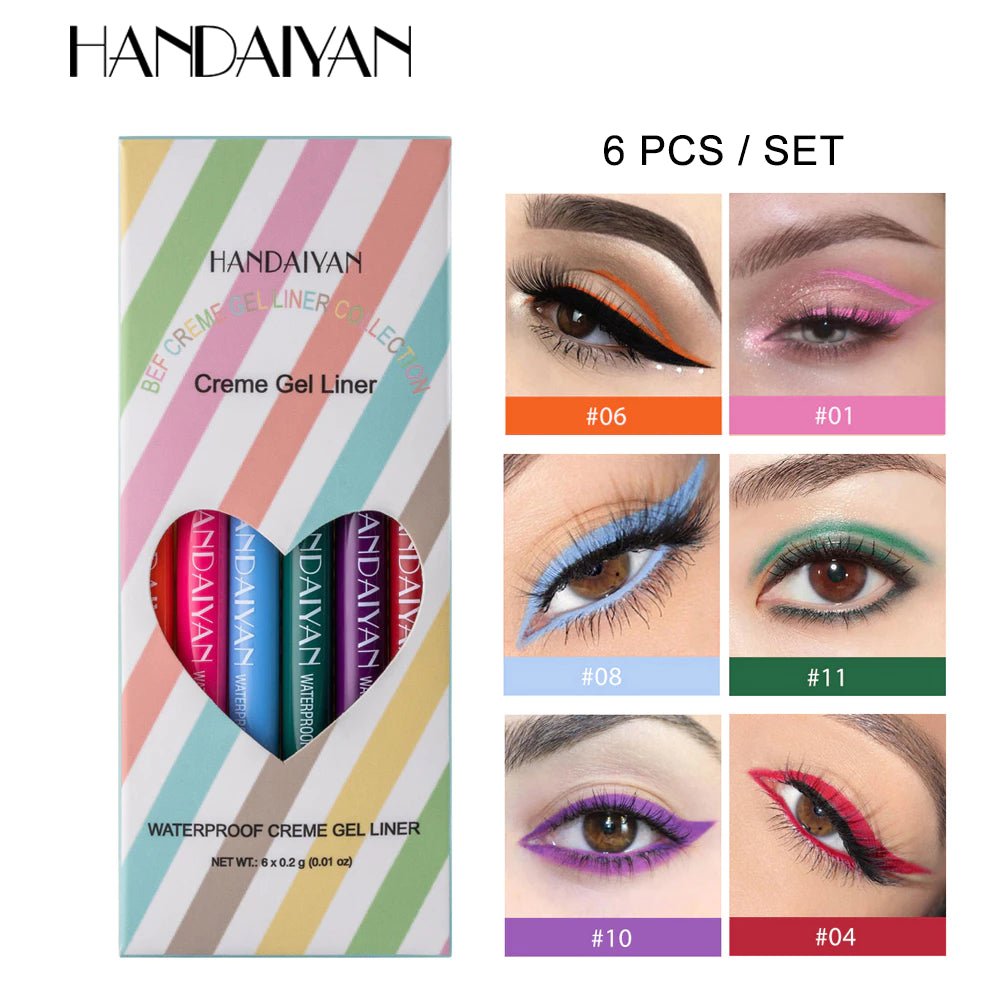 Conjunto de 6 Delineadores Gel | À Prova D'água - Luna Fashion Style -